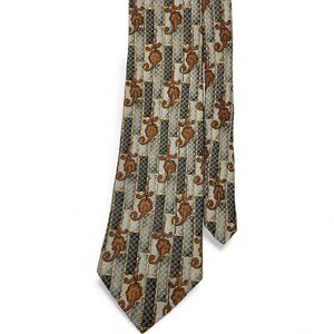 Bill Blass Signature Silk Tie Geometric Baroque Brown Gray